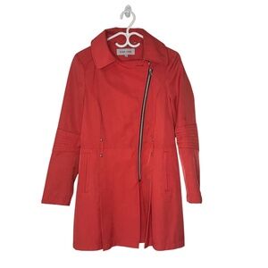 Black Rivet Coral Moto Trench Jacket | Asymmetrical Zip